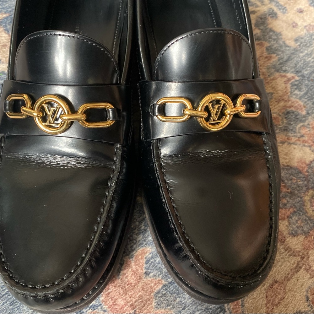 Louis Vuitton Black Chess Flat Leather Loafers - Picture 5 of 13